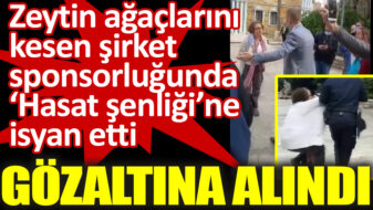 Zeytin ağaçlarını kesen şirket sponsorluğunda ‘Hasat şenliği’ne isyan etti gözaltına alındı